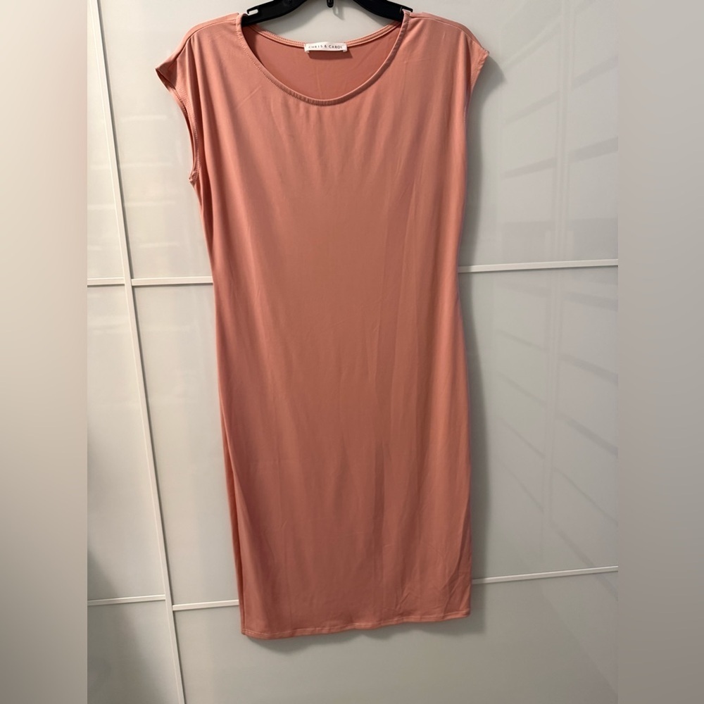 Chris & Carol Blush Cap Sleeve Midi Dress